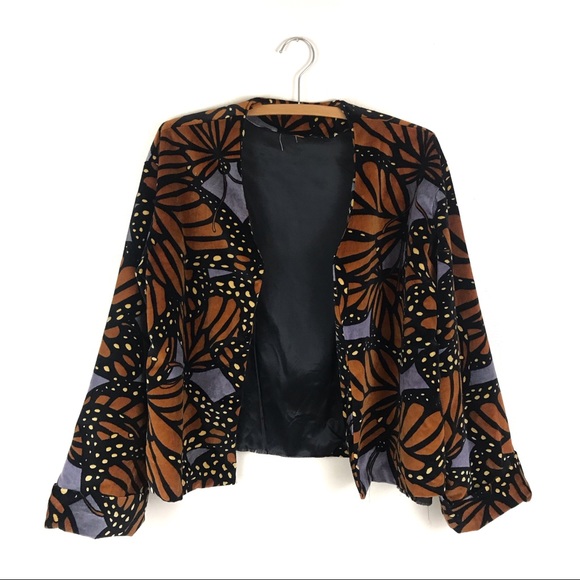 Vintage Jackets & Blazers - Vintage Velvet Monarch Butterfly Handmade Jacket